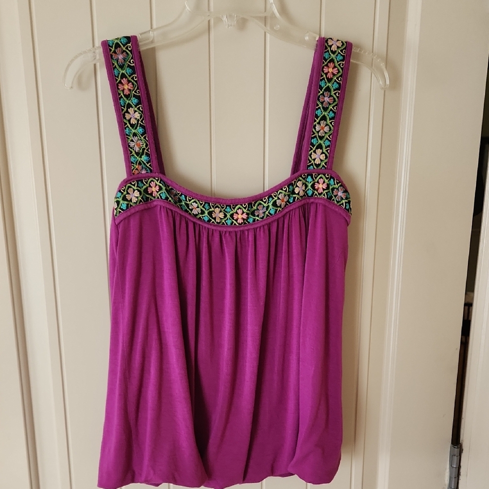 Embroidered Purple Women's Top